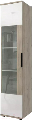 Шкаф-пенал с витриной Stolline Альянс со стеклом / 435.02 (дуб крафт/белый глянец)
