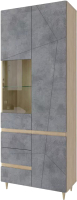 Шкаф с витриной Stolline Киото со стеклом / СТЛ.339.02 (дуб небраска/бетон темный) - 