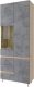 Шкаф с витриной Stolline Киото со стеклом / СТЛ.339.02 (дуб небраска/бетон темный) - 