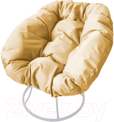 Кресло садовое M-Group Пончик / 12310101 без ротанга (белый/бежевая подушка)