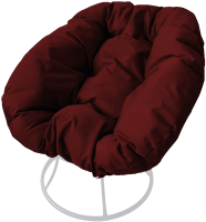 Кресло садовое M-Group Пончик / 12310102 без ротанга (белый/бордовая подушка) - 