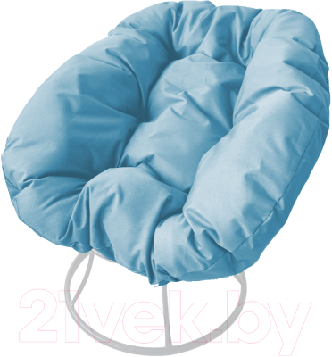 Кресло садовое M-Group Пончик / 12310103 без ротанга (белый/голубая подушка)