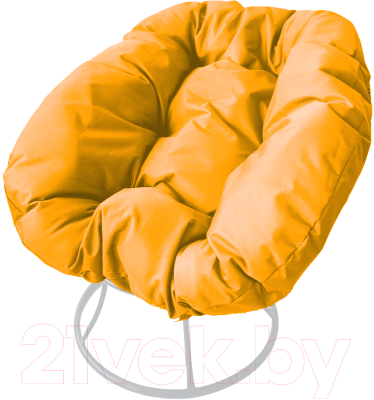 Кресло садовое M-Group Пончик / 12310111 без ротанга (белый/желтая подушка)