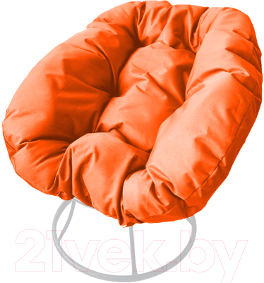 Кресло садовое M-Group Пончик / 12310107 без ротанга (белый/оранжевая подушка)
