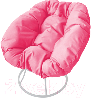 Кресло садовое M-Group Пончик / 12310108 без ротанга (белый/розовая подушка)