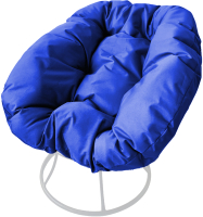 Кресло садовое M-Group Пончик / 12310110 без ротанга (белый/синяя подушка) - 