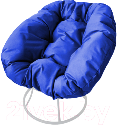 Кресло садовое M-Group Пончик / 12310110 без ротанга (белый/синяя подушка)
