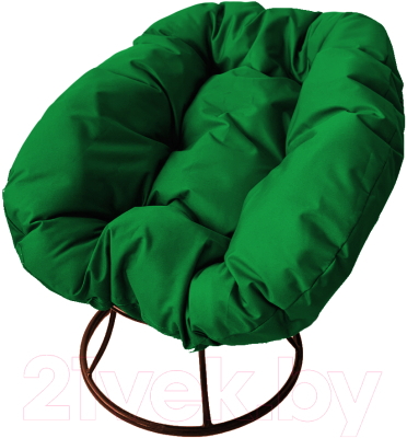 Кресло садовое M-Group Пончик / 12310204 без ротанга (коричневый/зеленая подушка)