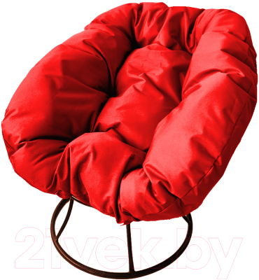 Кресло садовое M-Group Пончик / 12310206 без ротанга (коричневый/красная подушка)