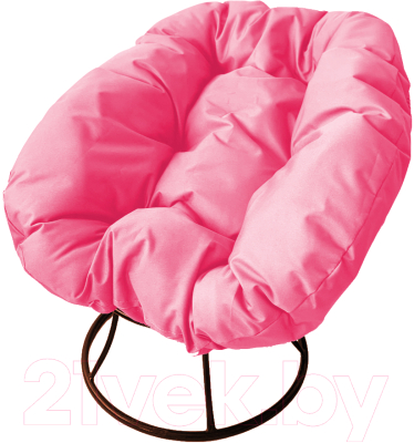 Кресло садовое M-Group Пончик / 12310208 без ротанга (коричневый/розовая подушка)