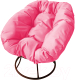 Кресло садовое M-Group Пончик / 12310208 без ротанга (коричневый/розовая подушка) - 