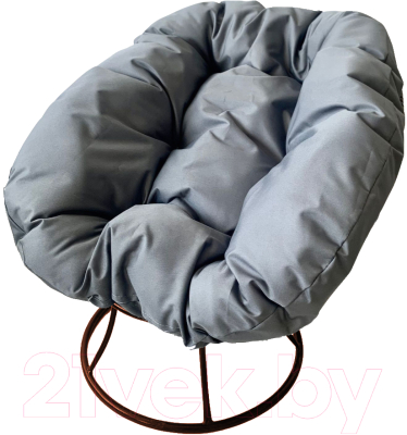 Кресло садовое M-Group Пончик / 12310209 без ротанга (коричневый/серая подушка)
