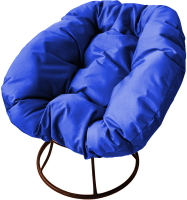 Кресло садовое M-Group Пончик / 12310210 без ротанга (коричневый/синяя подушка) - 