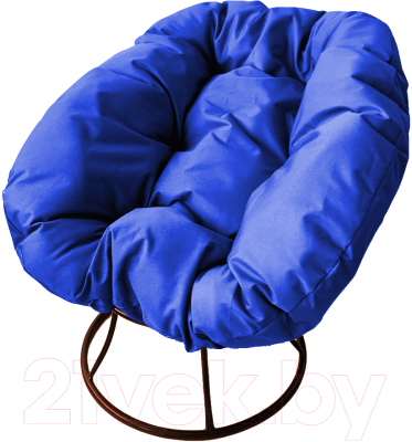 Кресло садовое M-Group Пончик / 12310210 без ротанга (коричневый/синяя подушка)