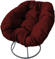 Кресло садовое M-Group Пончик / 12310302 без ротанга (серый/бордовая подушка) - 