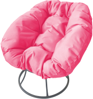 Кресло садовое M-Group Пончик / 12310308 без ротанга (серый/розовая подушка) - 