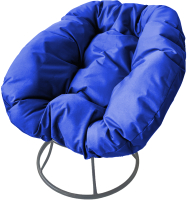 Кресло садовое M-Group Пончик / 12310310 без ротанга (серый/синяя подушка) - 