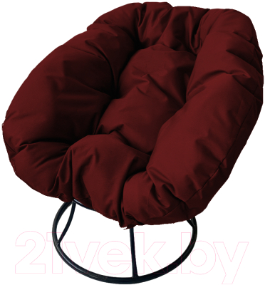 Кресло садовое M-Group Пончик / 12310402 без ротанга (черный/бордовая подушка)
