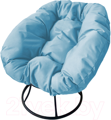 Кресло садовое M-Group Пончик / 12310403 без ротанга (черный/голубая подушка)