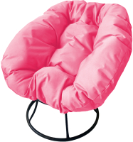 Кресло садовое M-Group Пончик / 12310408 без ротанга (черный/розовая подушка) - 