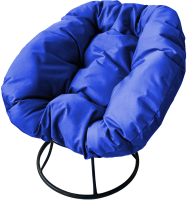 Кресло садовое M-Group Пончик / 12310410 без ротанга (черный/синяя подушка) - 