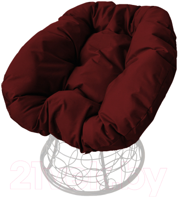 Кресло садовое M-Group Пончик / 12320102 (белый ротанг/бордовая подушка)