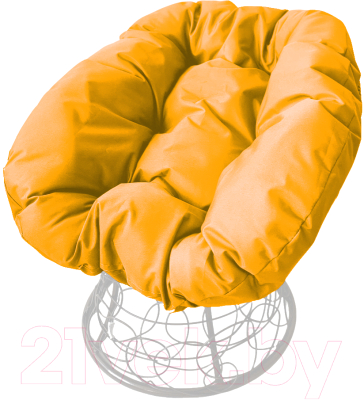 Кресло садовое M-Group Пончик / 12320111 (белый ротанг/желтая подушка)
