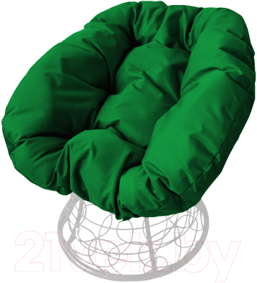 Кресло садовое M-Group Пончик / 12320104 (белый ротанг/зеленая подушка)