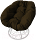 Кресло садовое M-Group Пончик / 12320105 (белый ротанг/коричневая подушка) - 