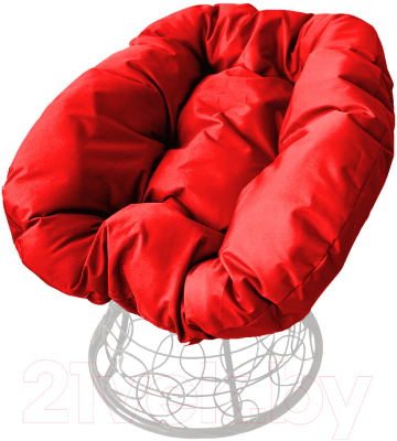 Кресло садовое M-Group Пончик / 12320106 (белый ротанг/красная подушка)