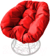 Кресло садовое M-Group Пончик / 12320106 (белый ротанг/красная подушка) - 