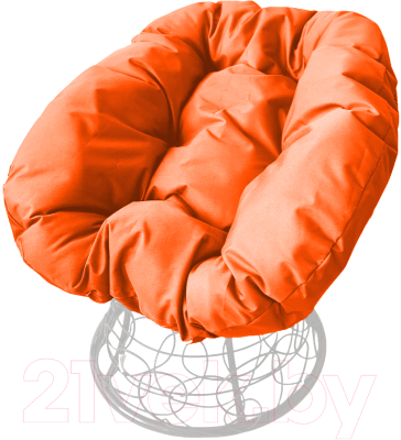Кресло садовое M-Group Пончик / 12320107 (белый ротанг/оранжевый подушка)