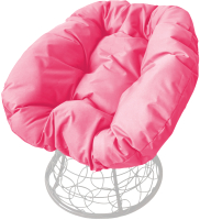 Кресло садовое M-Group Пончик / 12320108 (белый ротанг/розовая подушка) - 