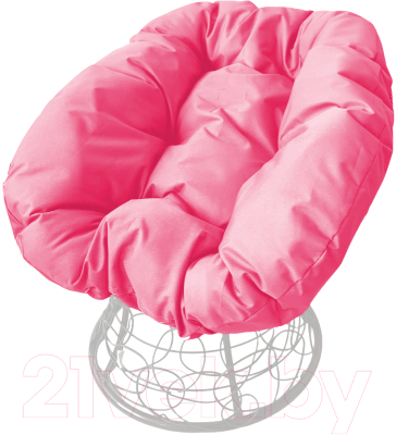 Кресло садовое M-Group Пончик / 12320108 (белый ротанг/розовая подушка)