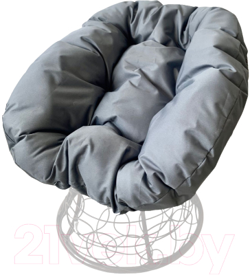 Кресло садовое M-Group Пончик / 12320109 (белый ротанг/серая подушка)