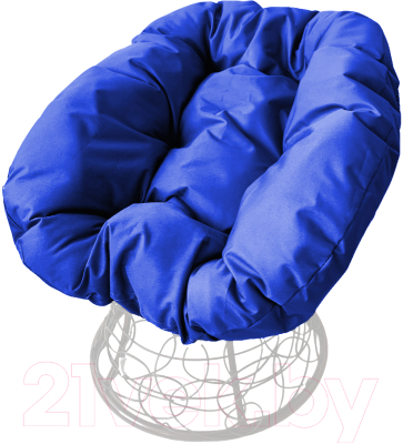 Кресло садовое M-Group Пончик / 12320110 (белый ротанг/синяя подушка)