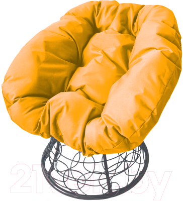 Кресло садовое M-Group Пончик / 12320311 (серый ротанг/желтая подушка)