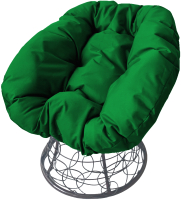 Кресло садовое M-Group Пончик / 12320304 (серый ротанг/зеленая подушка) - 