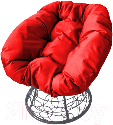 Кресло садовое M-Group Пончик / 12320306 (серый ротанг/красная подушка)