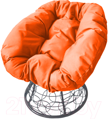 Кресло садовое M-Group Пончик / 12320307 (серый ротанг/оранжевая подушка)