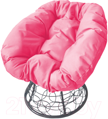 Кресло садовое M-Group Пончик / 12320308 (серый ротанг/розовая подушка)