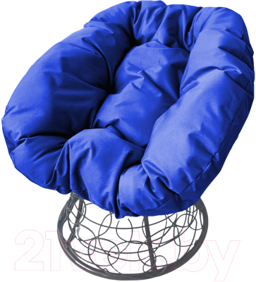 Кресло садовое M-Group Пончик / 12320310 (серый ротанг/синяя подушка)