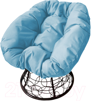 Кресло садовое M-Group Пончик / 12320403 (черный ротанг/голубая подушка)
