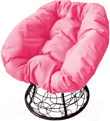Кресло садовое M-Group Пончик / 12320408 (черный ротанг/розовая подушка)