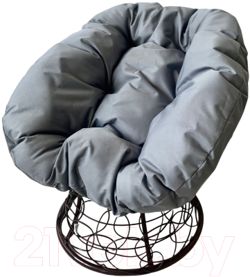 Кресло садовое M-Group Пончик / 12320409 (черный ротанг/серая подушка)