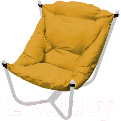 Кресло садовое M-Group Чил / 12360111 (белый/желтая подушка)