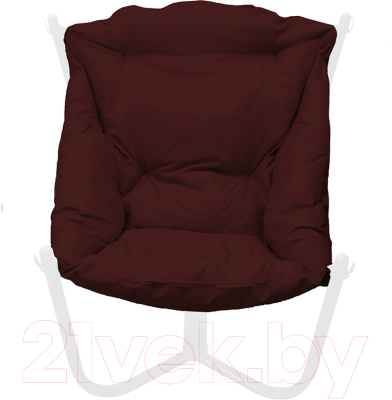 Кресло садовое M-Group Чил / 12360102 (белый/бордовая подушка)