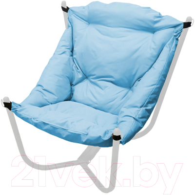 Кресло садовое M-Group Чил / 12360103 (белый/голубая подушка)