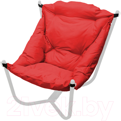 Кресло садовое M-Group Чил / 12360106 (белый/красная подушка)