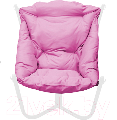 Кресло садовое M-Group Чил / 12360108 (белый/розовая подушка)